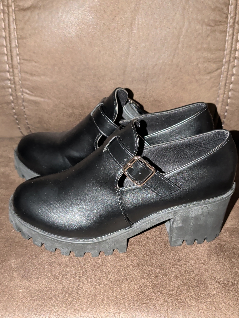 Black Chunky Heel Mary Jane Shoes